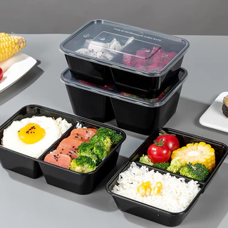 (50ชุด/แพ็ค) กล่องพลาสติกใส่อาหาร 2 ช่องพร้อมฝา วัสดุPP Food Grade เข้าไมโครเวฟได้ รุ่นBF2G/F2G ขนาด 500,650,750,1000ML
