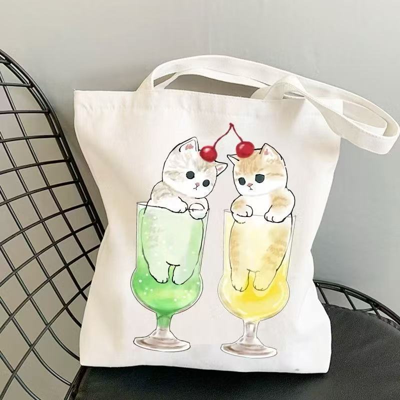 กระเป๋าผ้า มินิมอล 12 ลายแมว ขนาด 34*37cm Tote Bag TT-232 - รูปที่ 3
