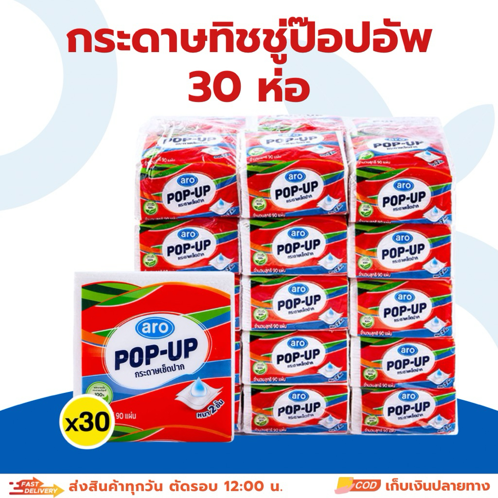 เอโร่ กระดาษเช็ดปากป๊อปอัพ *หนา ใช้ได้นาน*กระดาษทิชชู่ยกลัง กระดาษทิชชู่ป๊อปอัพ