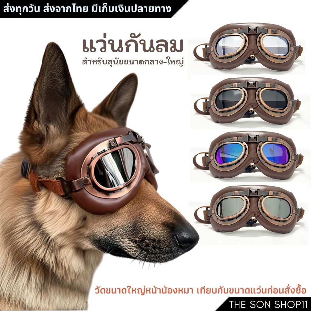 แว่นกันลมหมา แว่นตาสุนัข Dog Goggles เลนส์หลากสี กันแดด กันฝุ่น เท่ๆ สำหรับเดินทาง