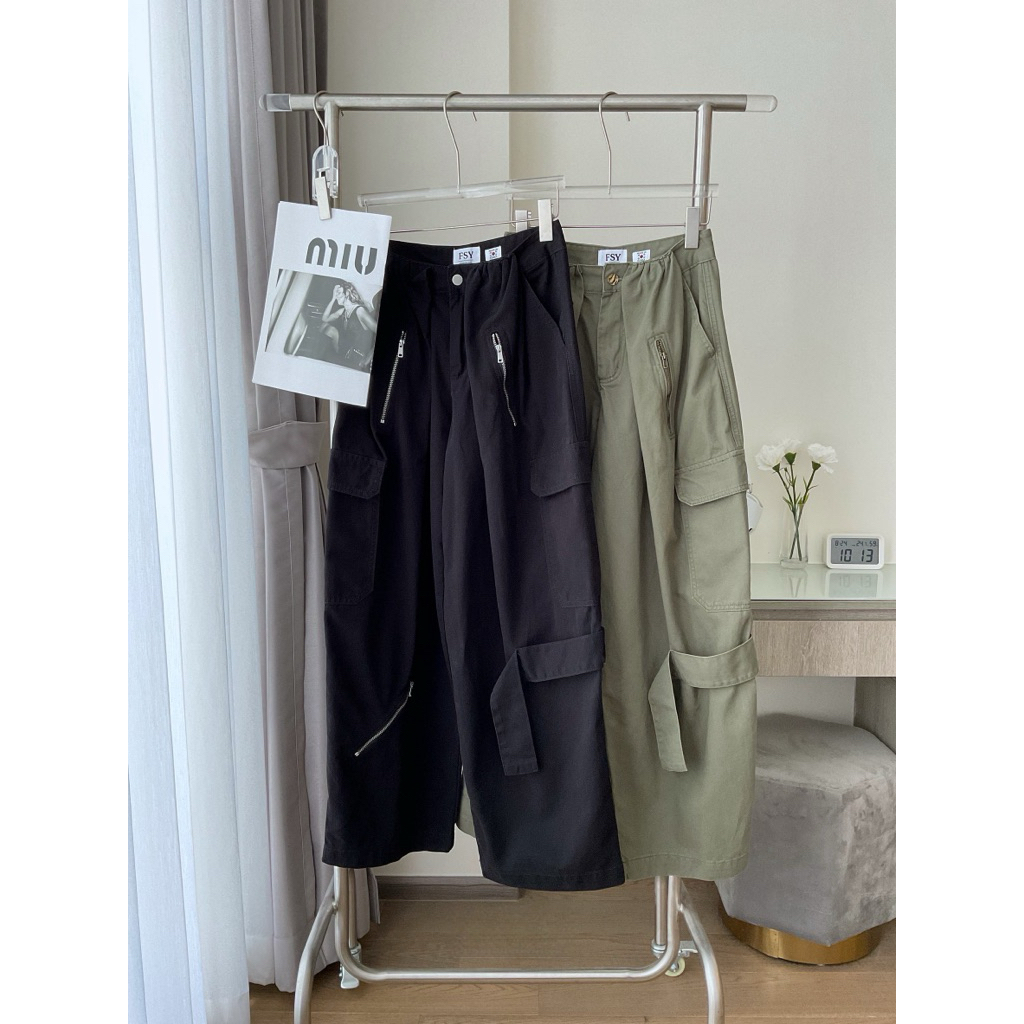 Pleated cargo pants กางเกงคาร์โก้ขายาวเอวจีบรุ่น 5606 TAG FSY 🇰🇷
