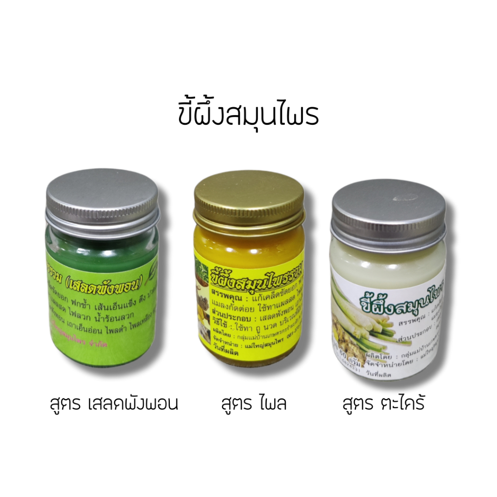 แม่ใหญ่สมุนไพร ขี้ผึ้งไพล เสลดพังพอน ตะไคร้ ทาผิวกาย
