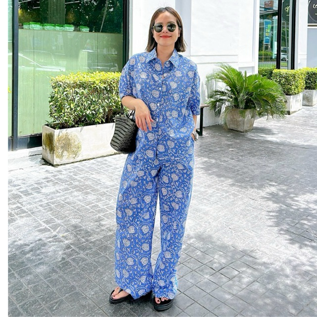 📌พร้อมส่งสีอ่อน📌 ชุดเซท ผ้าคอตตอนอินเดีย อก44” + กางเกงเอวสม็อค Amcorner