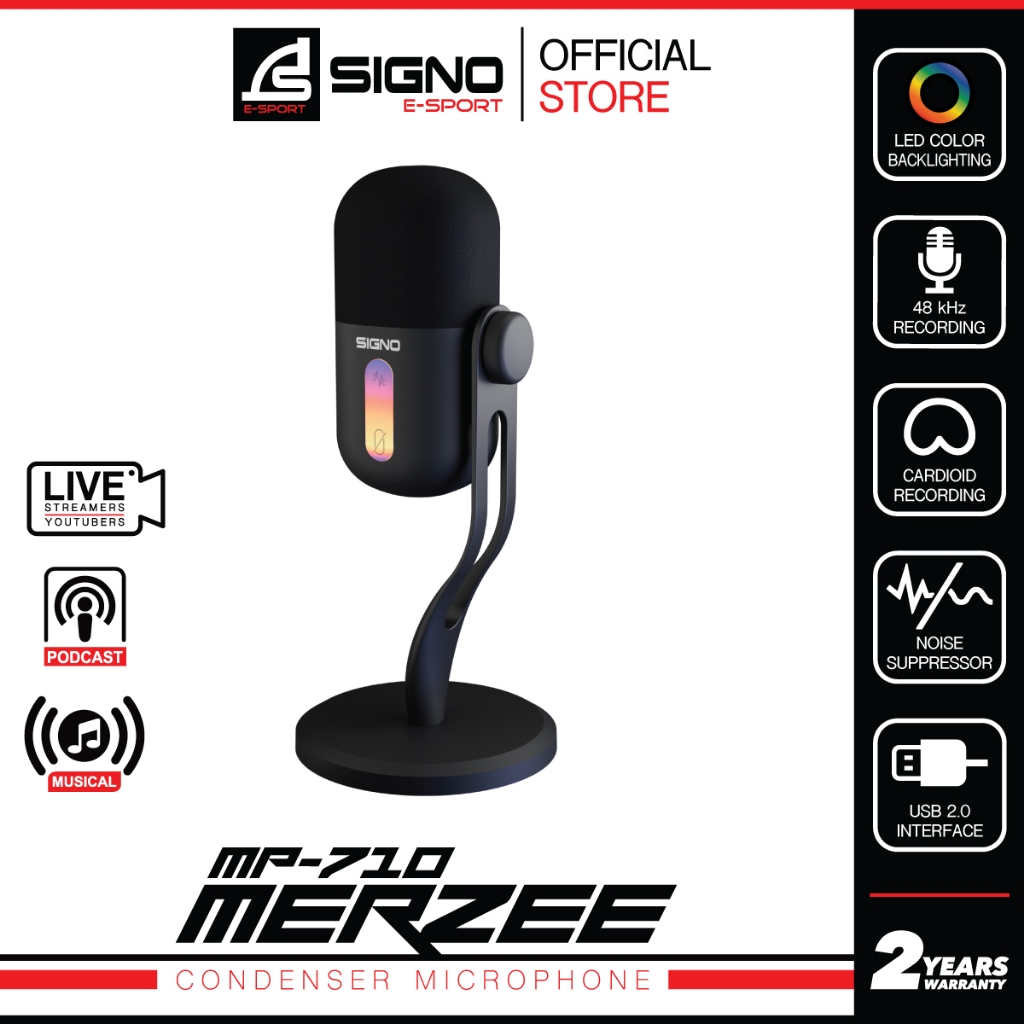 SIGNO E-Sport Condenser Microphone MERZEE รุ่น MP-710 (ไมค์โครโฟน)