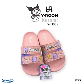 รองเท้าแตะเด็ก Y-Roon X Kuromi ลิขสิทธิ์แท้ โทนสีพาสเทล มีสายปรับรัดเท้า (Y77)