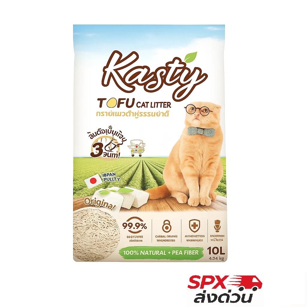 [ส่งด่วน] ทรายแมวเต้าหู้ Kasty 10 ลิตร จับตัวเป็นก้อน ดับกลิ่นดีเยี่ยม ไร้ฝุ่น ทิ้งชักโครกได้