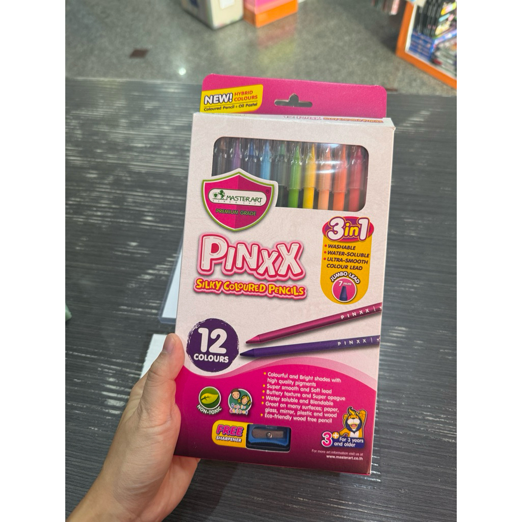 Masterart ดินสอสี Pinxx ระบายน้ำ ไส้ใหญ่ ล้างออกได้ เซต12สี พร้อมกบเหลา - รูปที่ 2