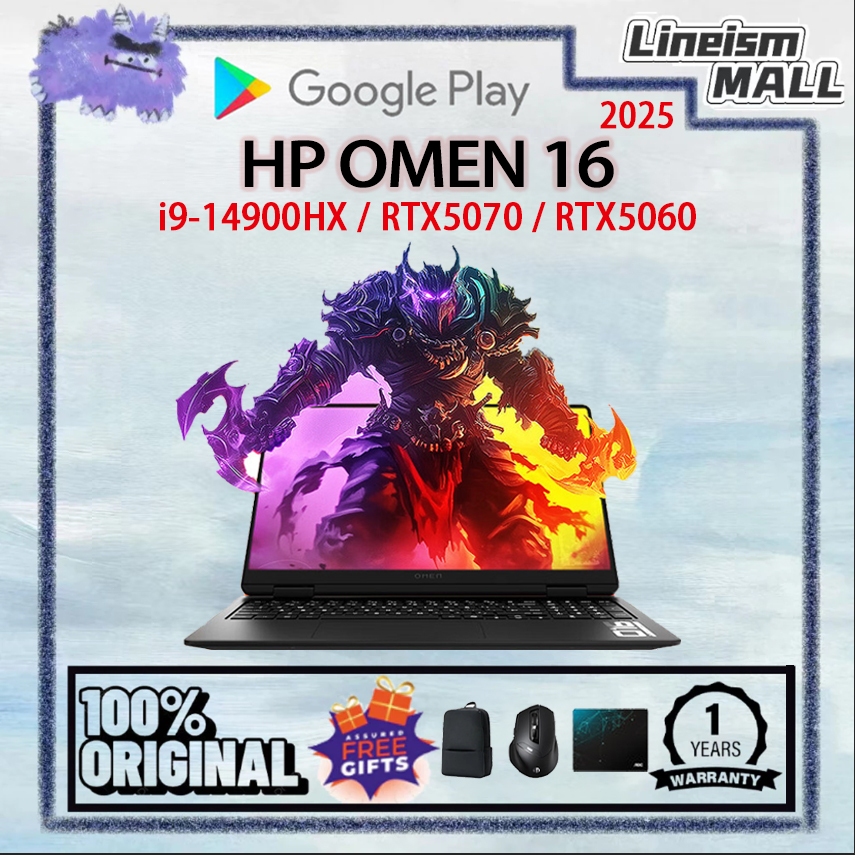 2025 HP OMEN 16 Laptop 16 inch 2.5K 240Hz 32GB/1TB i9-14900HX / RTX5070 / RTX5060 HP Gaming Laptop H