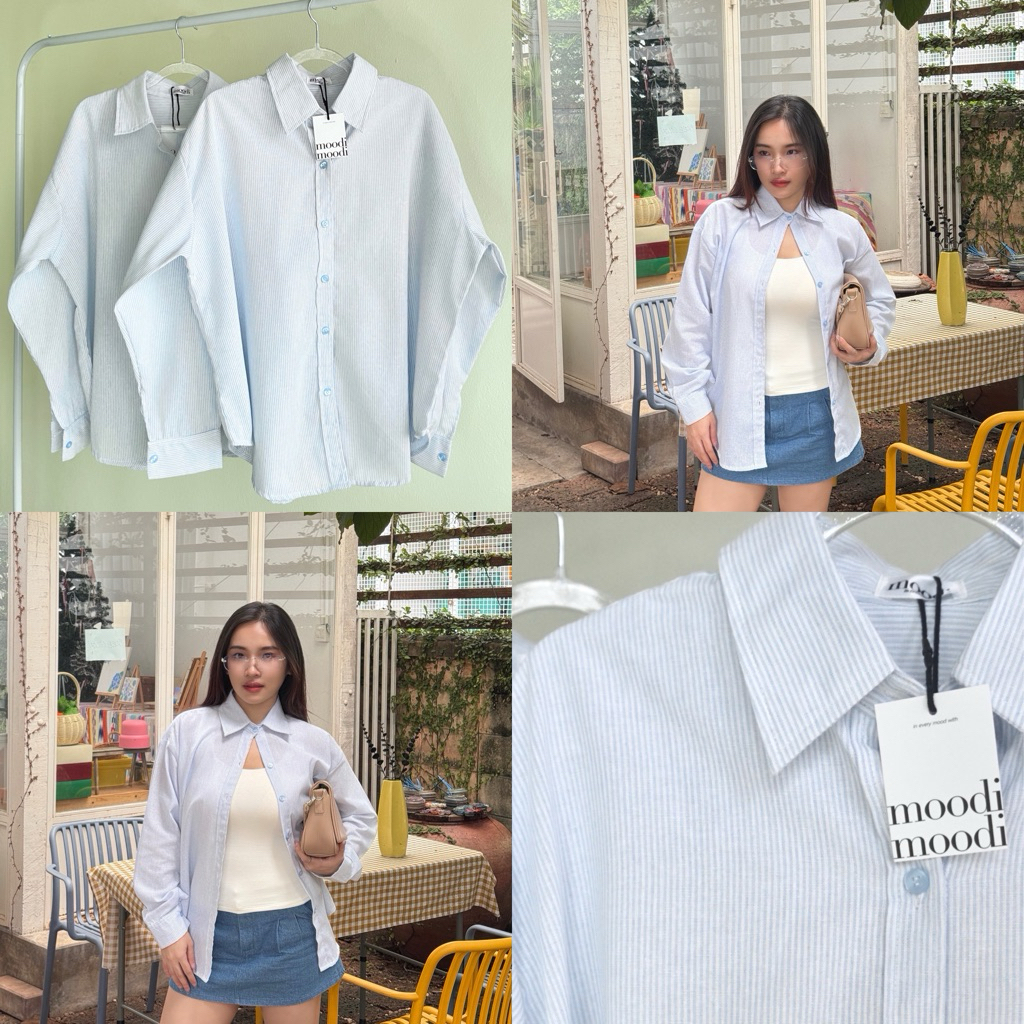 moodi - Airy Shirt (สี Airy Blue) เสื้อเชิ้ตแขนยาวทรง oversized