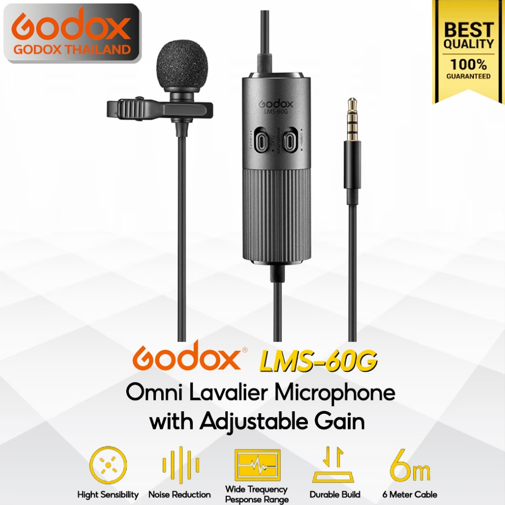 Godox Microphone LMS-60G Dual Omnidirectional Lavalier ( Camera & Smartphone ) - รับประกันศูนย์ Godo