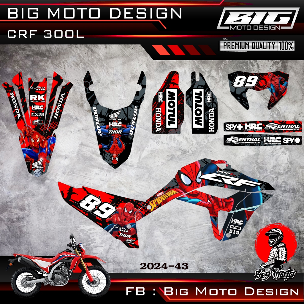 สติ๊กเกอร์รถวิบาก CRF 300l ลายการ์ตูน เคลือบเงาอย่างดี เต็มคัน