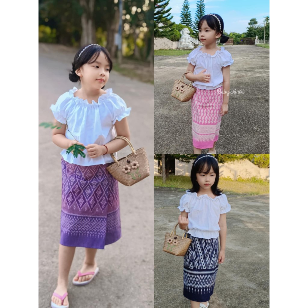 ชุดไทยเด็ก ผ้าซิ่นเด็ก กระโปรงเด็ก