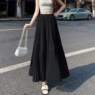 [Sheing office]🌟พร้อมส่ง🌟กระโปรงยาวผู้หญิง เอวสูง เข้ารูป สะโพกจับจีบ กระโปรงทรงเอ