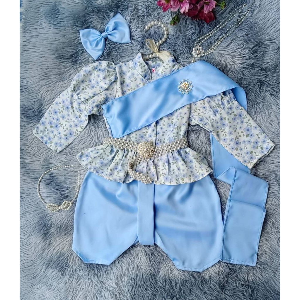 ชุดไทยเด็กจิตรลดาลายดอก แขนยาว จิตรสไบดอก - รูปที่ 7