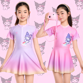 ชุดว่ายน้ำเด็กผู้หญิง🩷💜 ลายการ์ตูน คูโลมี ลายน่ารัก ชมพูและม…