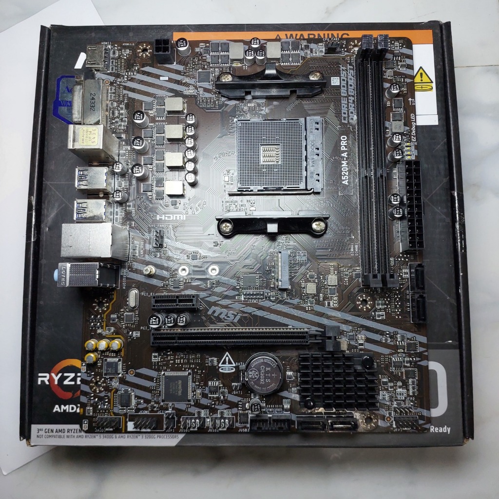MAINBOARD (เมนบอร์ด) AM4 MSI A520M-A PRO มือสอง มีประกัน 2 ปีกว่า สภาพ 99% ครบกล่อง