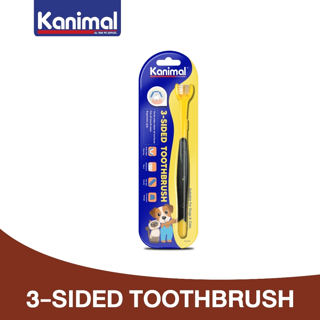 ( 21574 ) Kanimal 3-Sided Toothbrush แปรงสีฟันสัตว์เลี้ยง แปรงฟัน 3 ด้าน ขนาด 17.1 x 2.3 x 1.8 ซม.