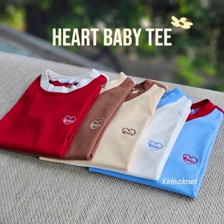 Heart Baby Tee Top เสื้อเบบี้ทรีคอกลมแต่งขอบ ผ้าหนาทรงสวยยับยาก