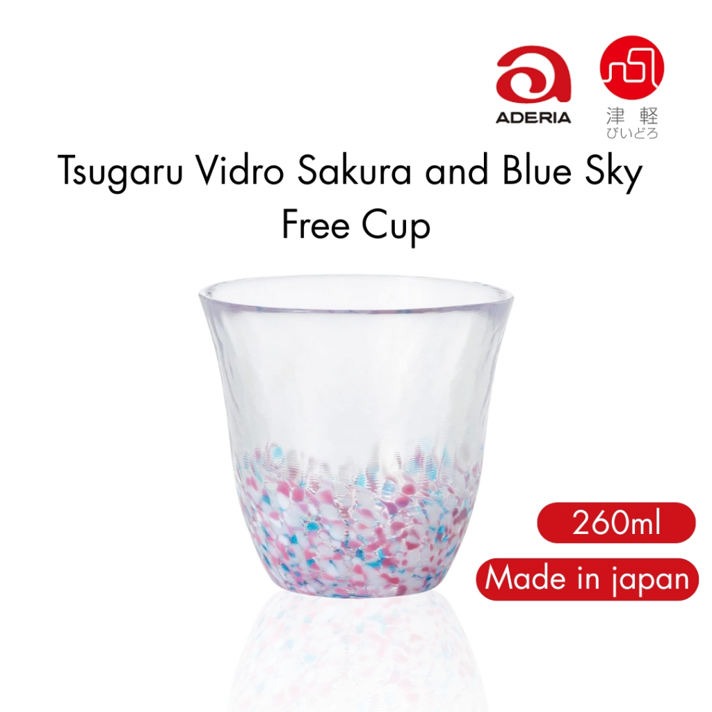 made in japan, ADERIA Tsugaru Vidro Sakura and Blue Sky Free Cup 260ml Made in Japan Gift Box Included Glass Highball Cup Beer Stylish Glass Sake Tumbler Gift Woman Mother's Day Father's Day Couple Man Moving Celebration Wedding Greetings Small Retirement