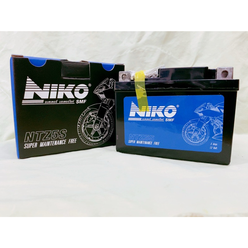 (แพคเกจใหม่ล่าสุด) แบตเตอรี่นิโก้ 5แอมป์ Niko/NTZ5s สำหรับมอเตอร์ไซค์ แบตใหม่ คุณภาพดี เก็บไฟได้นาน