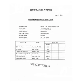 Soda ash Light โซดา แอช, (เกาหลีใต้) , Sodium carbonate ขนาด 25 กิโลกรัม
