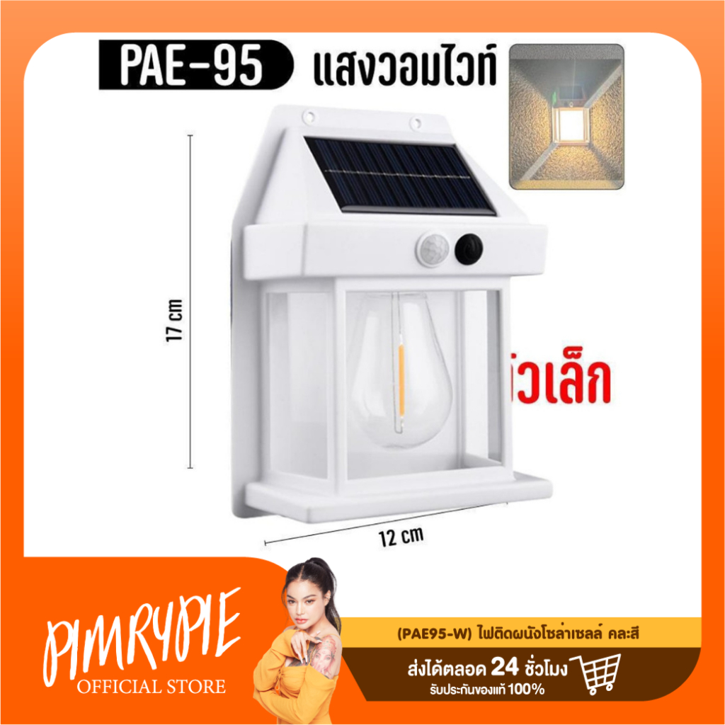 (PAE95-W) ไฟติดผนังโซล่าเซลล์ คละสี / ว155 V155