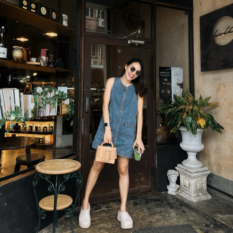 Minidress เดรสยีนส์แท้ แขนกุด
