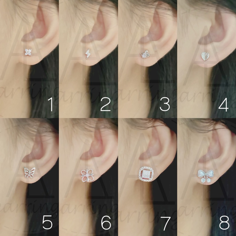 [มินิมอลสีเงิน119] ต่างหูมินิมอลแบบติดหู ราคาต่อ1คู่ พร้อมแป้น(ทับหลัง)แบบโลหะทุกคู่