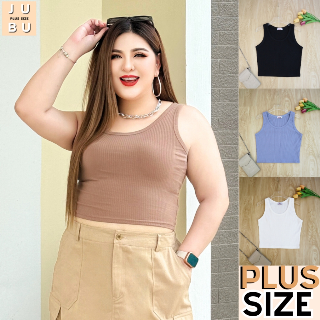 พร้อมส่ง เสื้อกล้าม(ไม่มีฟองน้ำ) เสื้อพลัสไซส์ ผ้าร่อง ผ้านิ่มใส่สบาย อก35-50 นิ้ว plussize #538