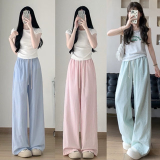 Gang_jeans#2421(K)กางเกงขายาว ลายทาง เส้นเล็ก สีพาสเทล