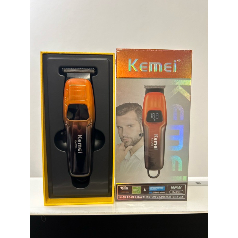 KEMEI Kemei263 ปัตตาเลี่ยนไร้สาย กันขอบ+แกะลาย+โกนหนวดได้ มีหน้าจอแสดงแบต พร้อมใช้งาน