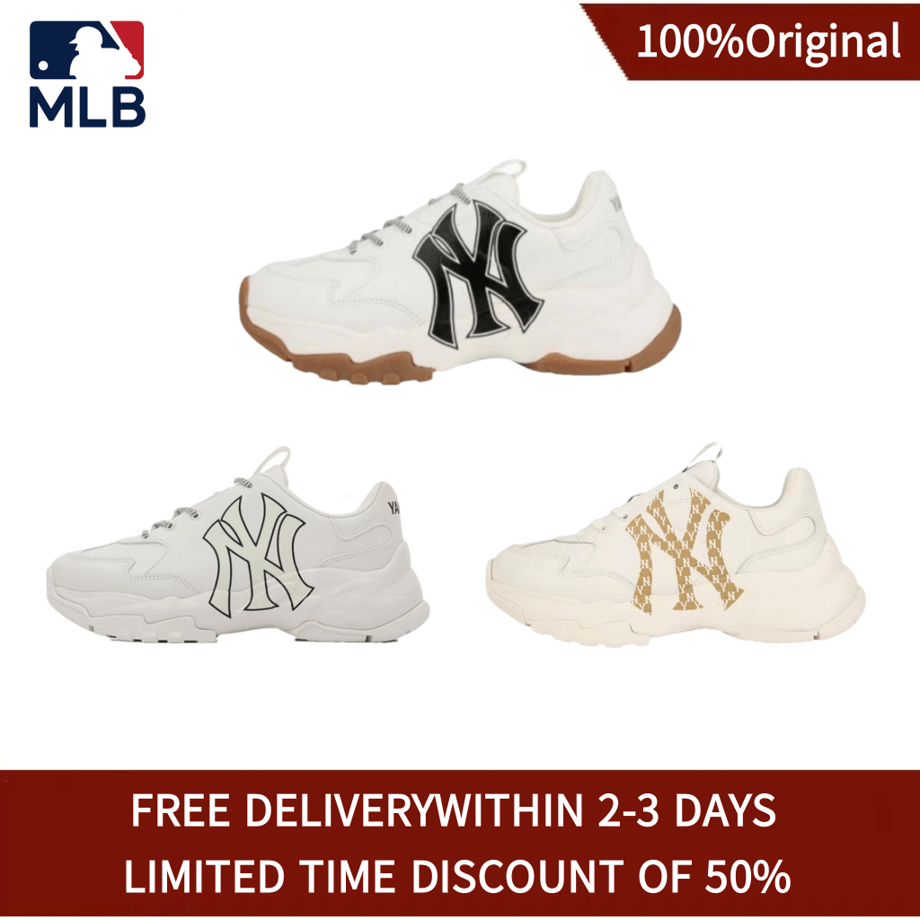 ของแท้100% MLB Chunky line Unisex Yellow/White/Black รองเท้าผ้าใบ สะดวกสบาย จัดส่งที่รวดเร็ว