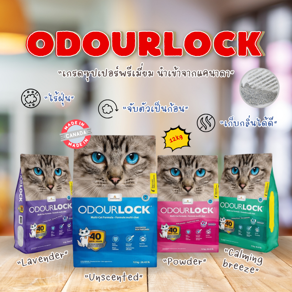 ODOURLOCK ทรายแมวภูเขาไฟ (12KG) เกรดพรีเมี่ยม