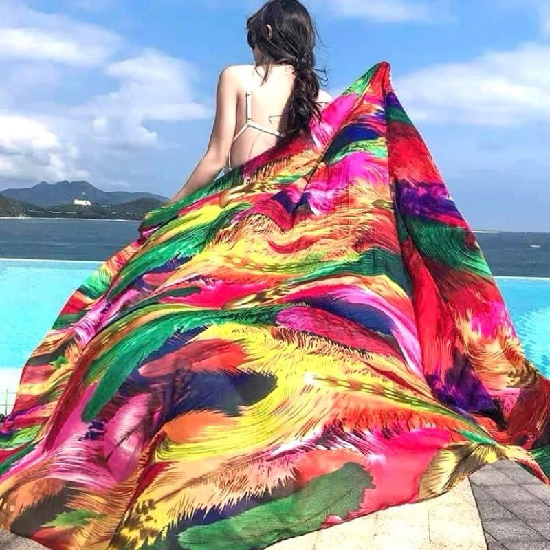 🌈🏖️ผ้าคลุมไหล่ ผืนใหญ่ (90*180 ซ.ม)ปูนั่งเล่นชายหาด มีสินค้าพร้อมจัดส่ง🏖️🌈