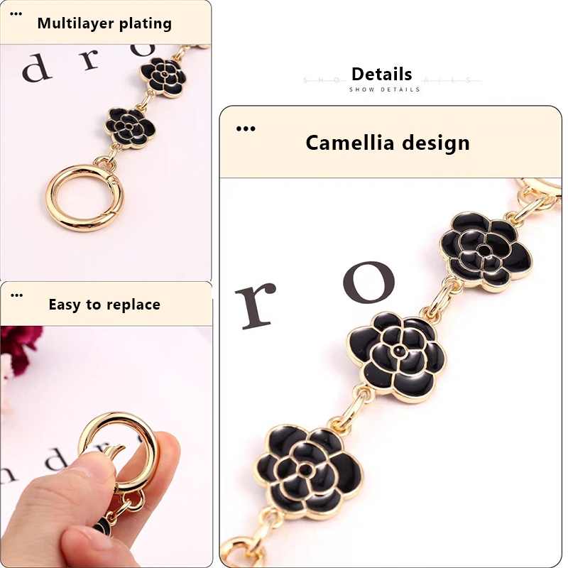 พร้อมส่ง สายโซ่ห้อยกระเป๋า รูปร่างดอกไม้ ความยาว14CM สายคล้องกระเป๋า โซ่โลหะ เงิน สีทอง กระเป๋าโซ่