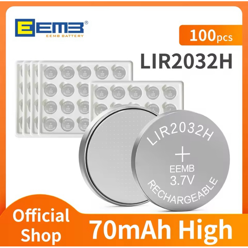 New ! CR2032 แบบชาร์จ High capacity 70mAh Rechargeable Button Batteries 3.7v  LIR2032H LIR 2032 Coin