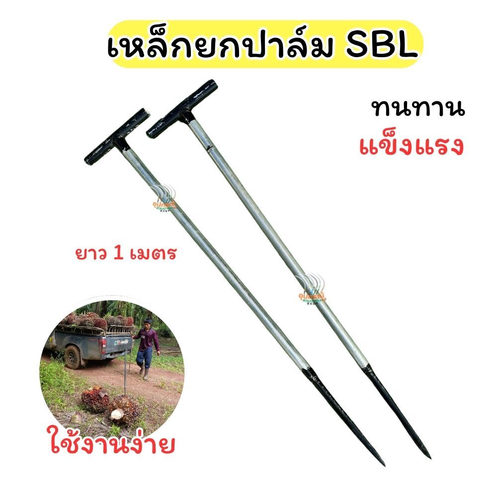 เหล็กแทงปาล์ม หนา 6หุน เหล็กยกปาล์ม เหล็กยกทะลายปาล์ม เหล็กเสียบปาล์มปลายแหลม ความยาว 1 เมตร จับถนัดมือ คุณภาพดี