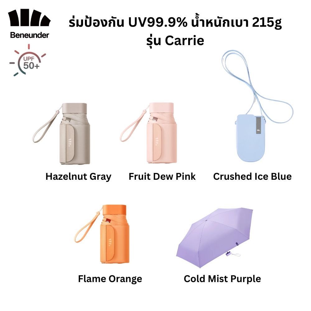 Beneunder ร่มป้องกันแดด UV99.9% UPF 50+ เบาเพียง 215g รุ่น Carrie - รูปที่ 6