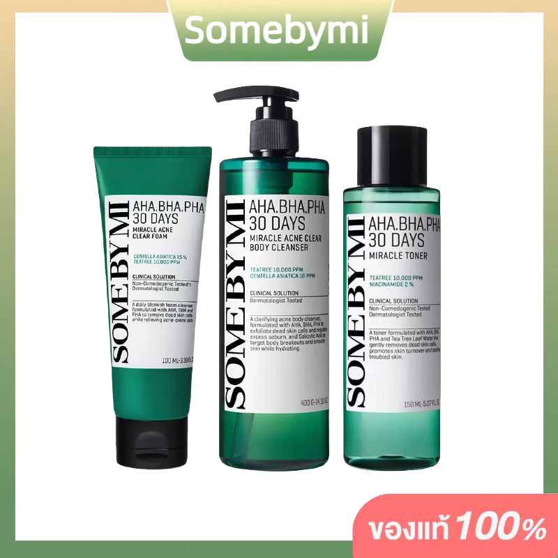 SOME BY MI AHA-BHA-PHA 30DAYS MIRACLE TONER/Acne Clear Foam/Body Cleanser/Triple Action Eye Cream 30ml