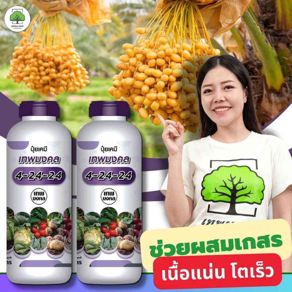 ปุ๋ยน้ำสูตร 4-24-24 ( 2 ขวด ) สูตรพรีเมี่ยม (2 ลิตร) เร่งช่อดอก เร่งผล เนื้อแน่น ผลใหญ่ #สูตรปุ๋ยเร่