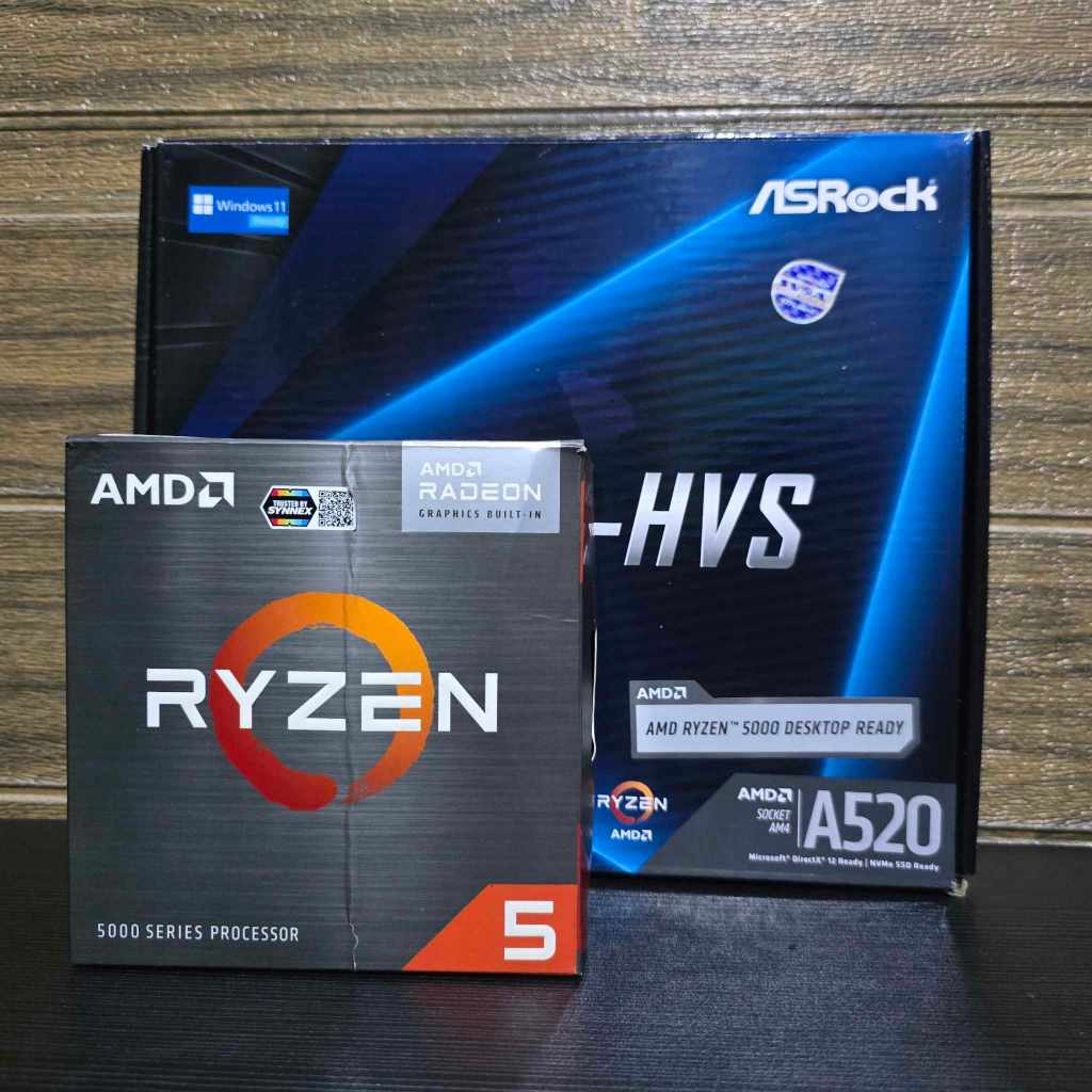CPU AMD RYZEN 5 5600G (มีการ์ดจอในตัว) 6C/12T + ASROCK A520M -HVS (DDR4) (AM4) (M-ATX) มือ2/ใช้งานปก