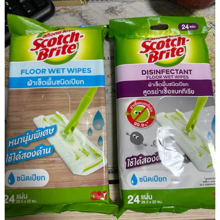 [3M ผ้าเปียก แพ๊ค 3] สก๊อตช์-ไบรต์ ผ้าเช็ดพื้นชนิดเปียก Floor Wet Wipes รุ่นธรรมดาและแอนตี้แบคทีเรีย