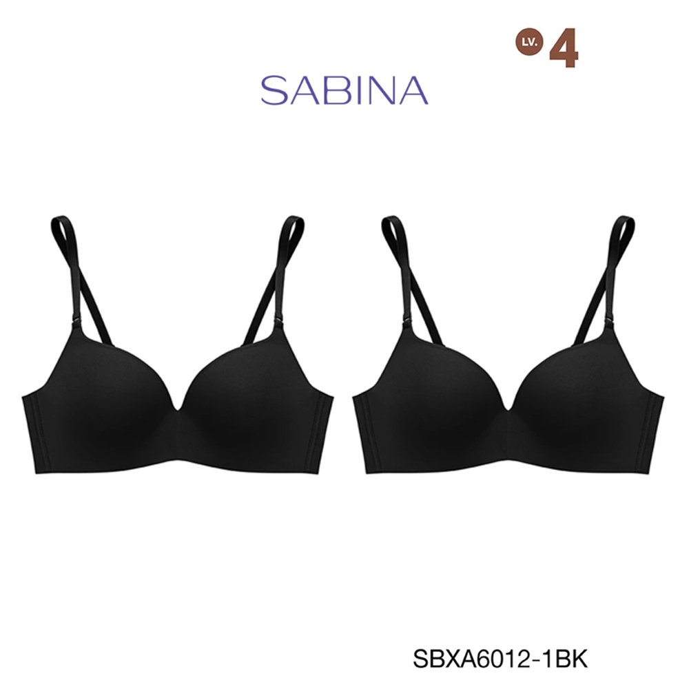 Sabina เสื้อชั้นใน (Set 2 ชิ้น) Invisible Wire (ไม่มีโครง) Seamless Fit รุ่น Doomm Doomm รหัส SBXA6012-1BK สีดำ