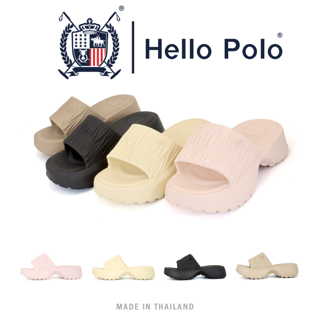 Hello Polo รองเท้าแบบสวม รองเท้าแฟชั่น พื้นหนา กันลื่น รองเท้านิ่มเหมือนเหยียบอึ เบาสบาย ดีไซน์เพรียว รองเท้านุ่ม HP8040