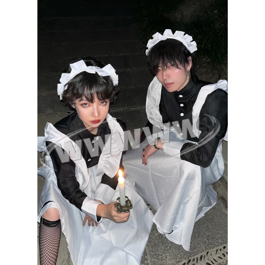 🇹🇭พร้อมส่งในไทย🇹🇭 ชุดเมดยาว maid คอสเพลย์ cosplay แม่บ้าน โลลิต้า lolita