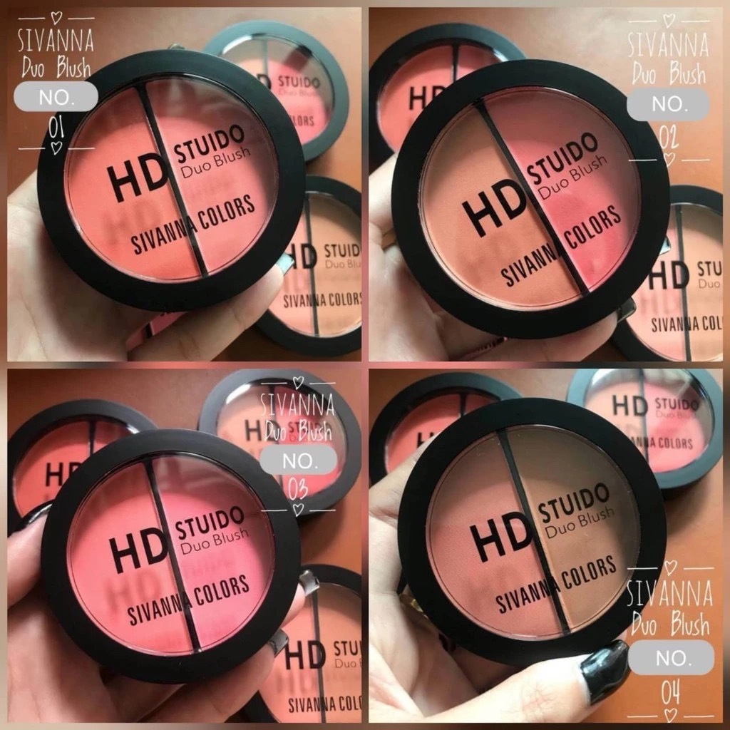 Sivanna Colors HD Studio Duo Blush บลัชออน 2 สีในตลับเดียว มีตำนิไม่มีกล่อง