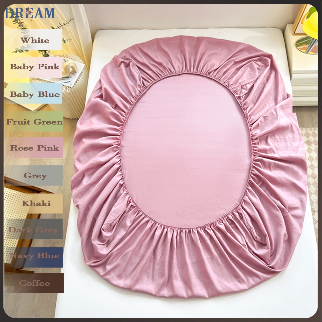 ผ้าปูที่นอน satin ผ้าปูที่นอนสีชมพู 6ฟุต/5ฟุต/3.5ฟุต/3ฟุต ผ้าปูไร้ฝุ่น ผ้าปูที่นอนกันไรฝุ่น（เฉพาะผ้าปูที่นอน）