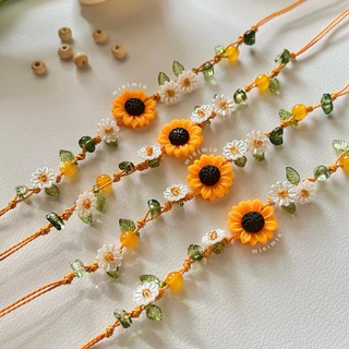 Sunflower rope bracelet/rope necklace : กำไล/สร้อยคอเชือกดอกทานตะวัน handmade