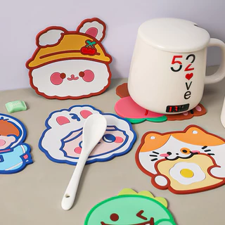 ที่รองแก้วน้ำ ยางซิลิโคน การลื่น กันร้อน ลายน่ารัก