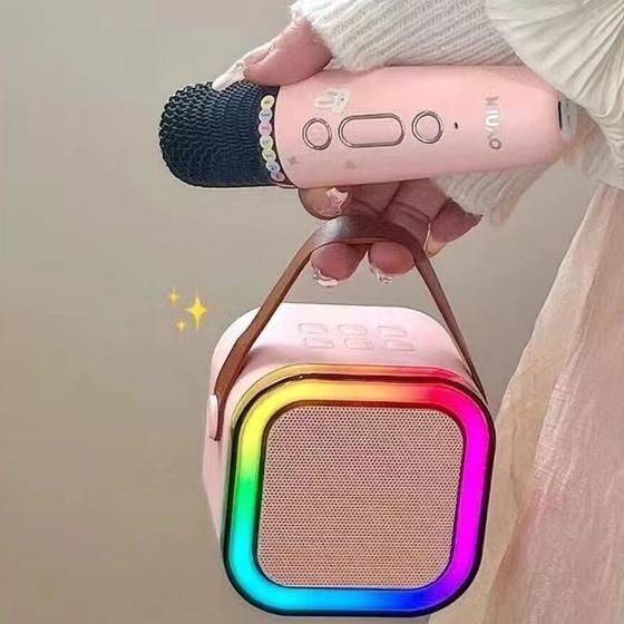 K12 ลำโพงบลูทูธ FEELYO ไมโครโฟน RGB มินิ แบบพกพา ขนาดเล็ก bluetooth ลำโพงคาราโอเกะไร้สายกลางแจ้ง
